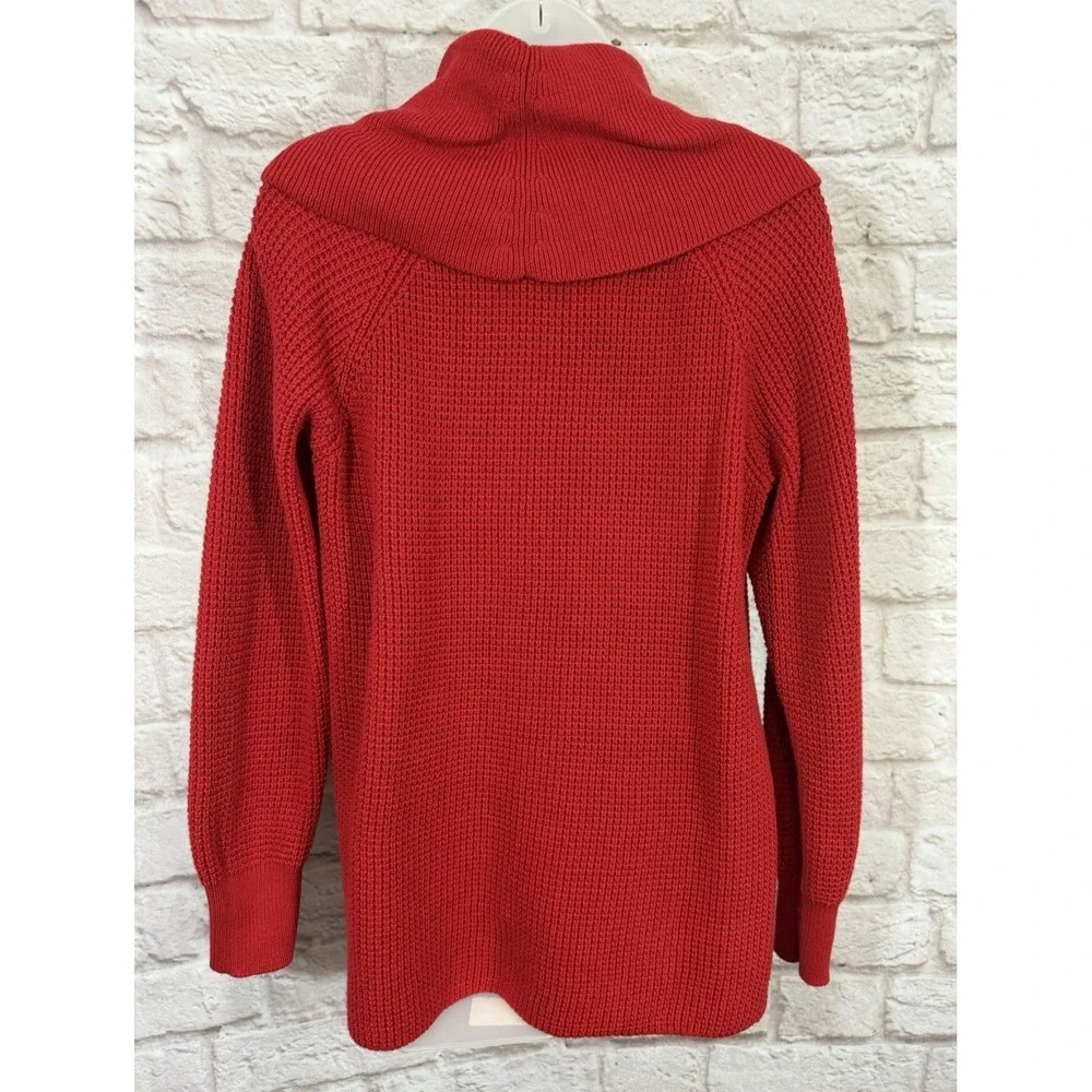 Michael Kors Pullover Sweater M Red Pullover Cowl Neck Waffle Knit Oversized